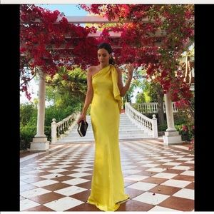 Zara limited edition yellow one shoulder dress
